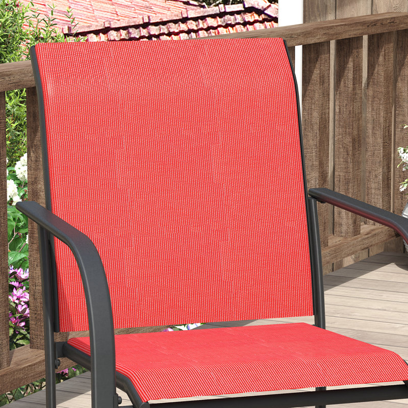 Ensemble de salle à manger rectangulaire avec chaise empilable PVC-coated polyester, Rouge