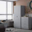Lyal Esher 2 Door Double Wardrobe - Matt Finish, Oak Effect Top. Polished Chrome Cup Handles-234831693