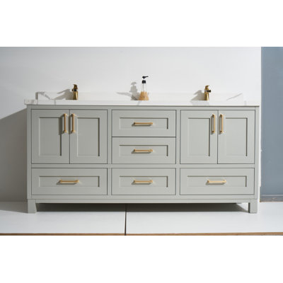 Barranco 73'' Double Bathroom Vanity with Quartz Top
