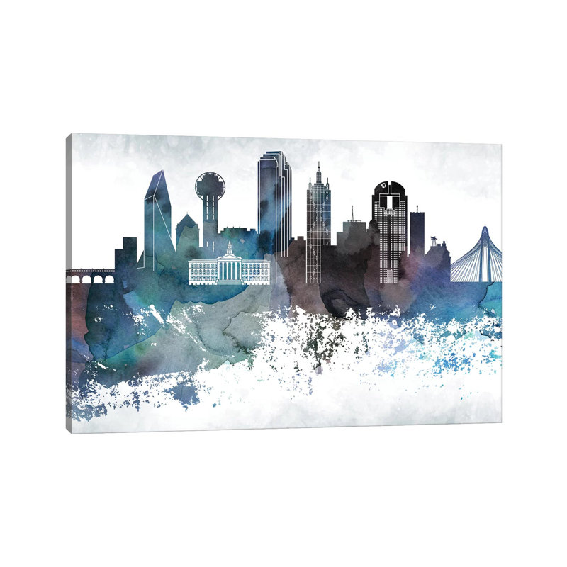 Dallas Bluish Skylines - Print on Canvas, 45.72cm H x 66.04cm W x 3.81cm D, Wrapped Canvas