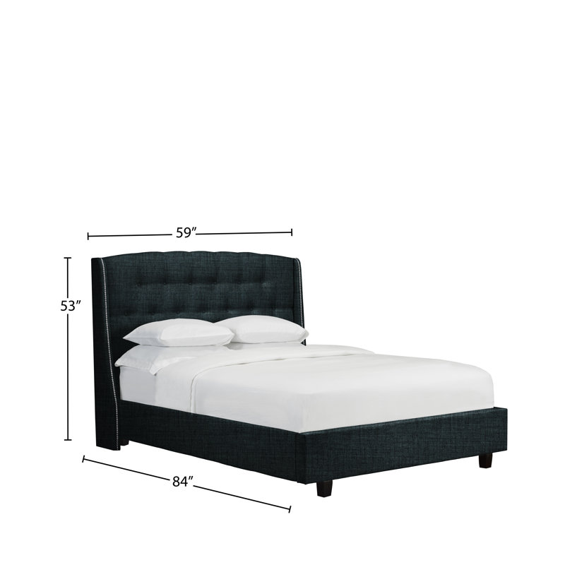 Lit plateforme tapissier Stonec chiffre, Cuir - Blanc, Double