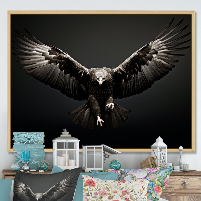 «Bold Eagle Power Hunter II», impressions encadrées, Cadre naturel flottant, H 24 po x l 32 po x P 1 po