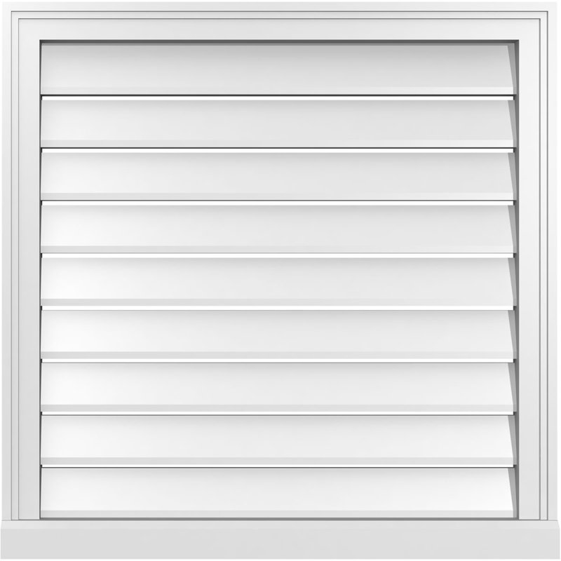 Rectangle Surface Mount Signature Urethane Functional Gable Vent, Primed Tan, 30" H x 30" W x 2" D
