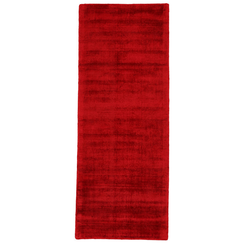 Ava Handmade Viscose Silky Solid Soft Red Rug, Runner 80 x 300cm