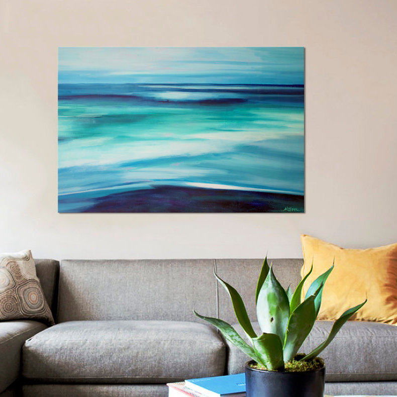 «Ocean», reproduction sur toile, H 8 po x l 12 po x P 0,75 po, Toile tendue, Pas de tapis