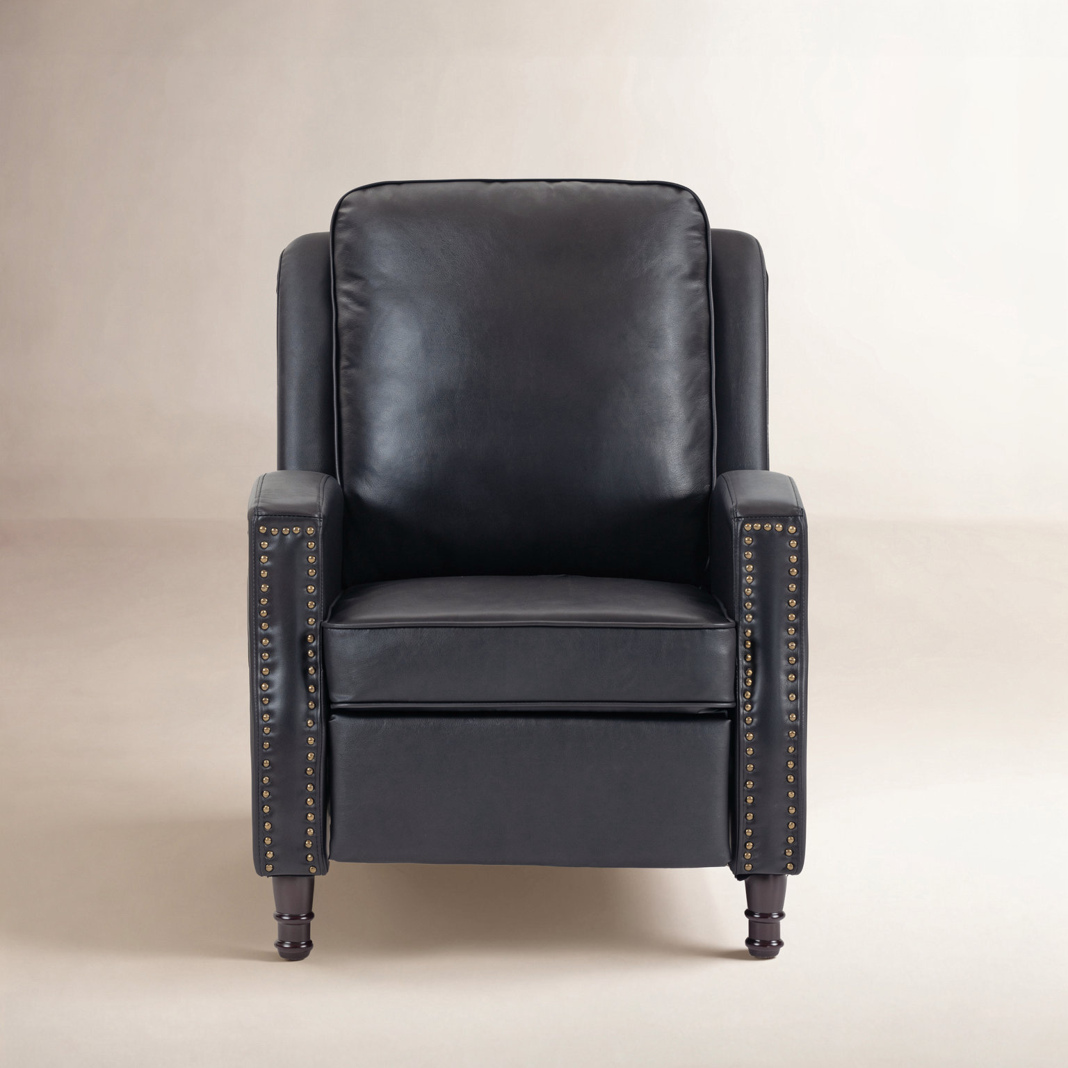 29" Genuine Leather Manual Recliner, Black