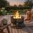 24“ Portable Propane Fire Pit With Grill Grate &  Lid, Outdoor Fire Pit