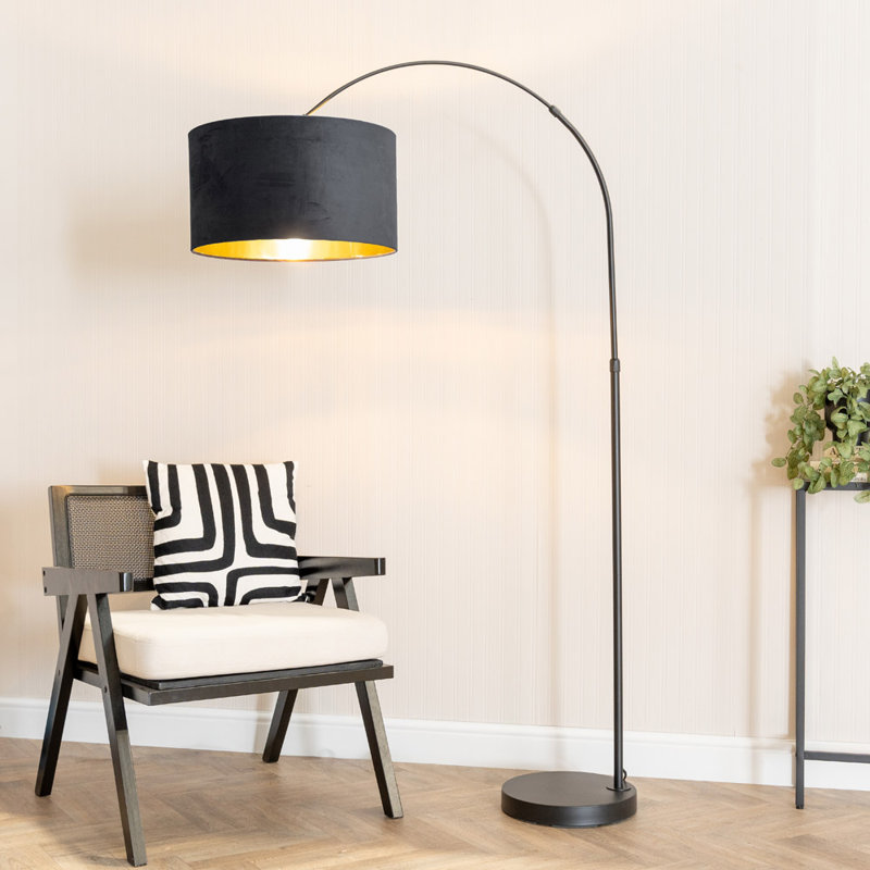 Aidann 180cm Matte Traditional Floor Lamp, Black/Metallic Gold, No