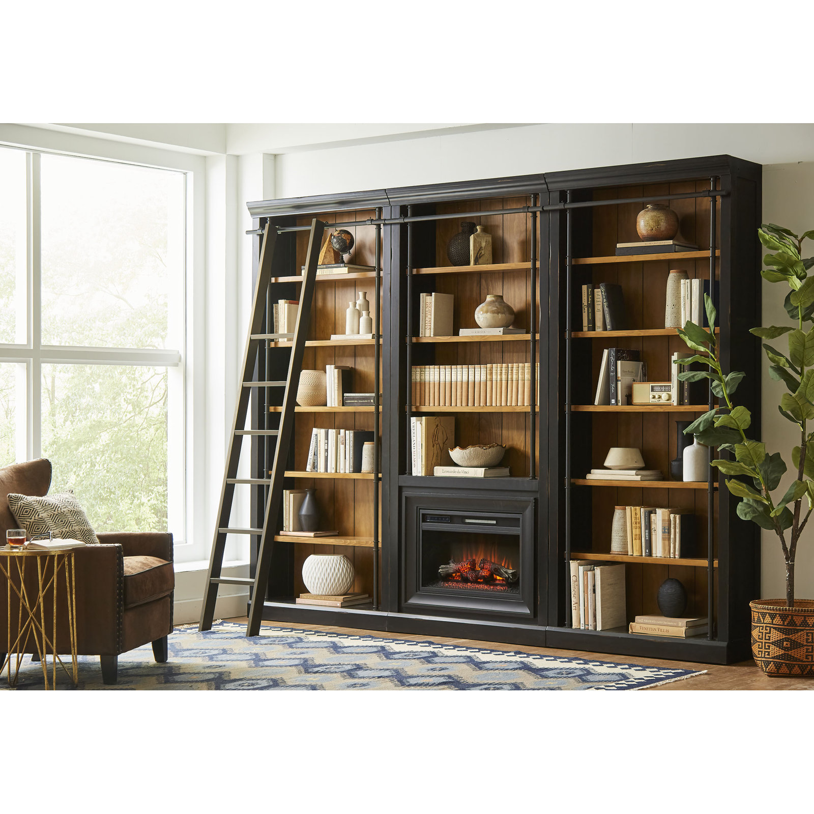 Frye Bookcase Electric Fireplace