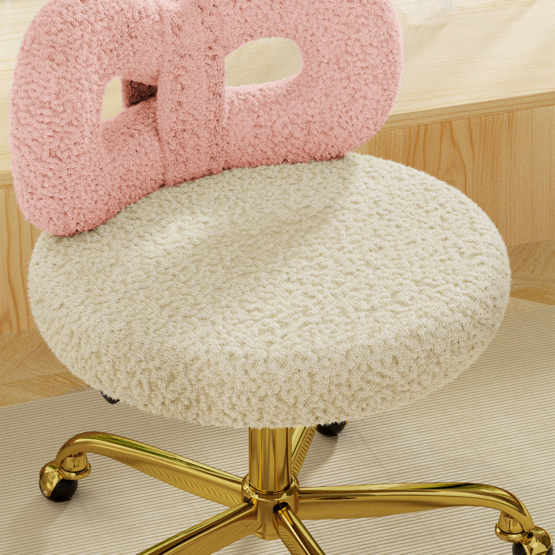 Vanity Chair with Wheels,Swivel Makeup Chair with Upholstered,Adjustable Height Chair for Makeup Room and Bedroom, Gold