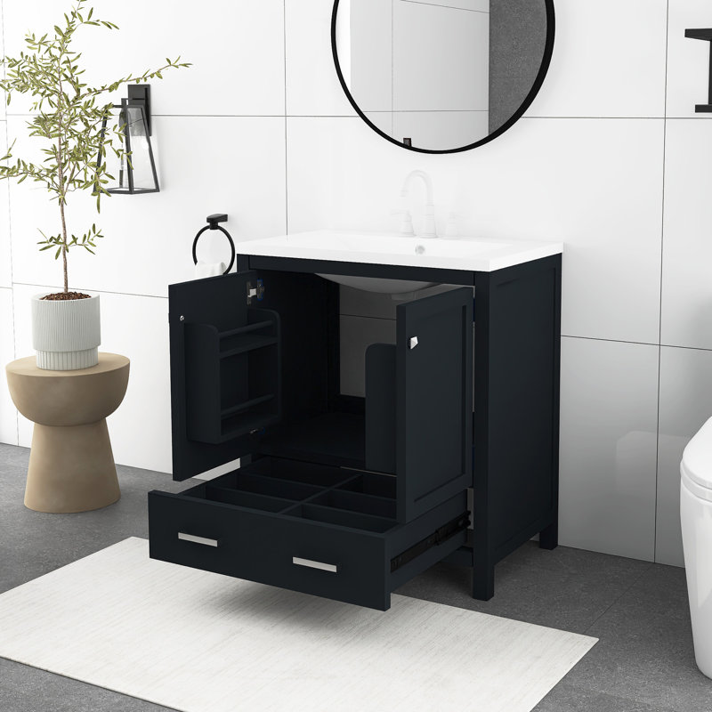 Meuble-lavabo noir 30 po avec lavabo simple