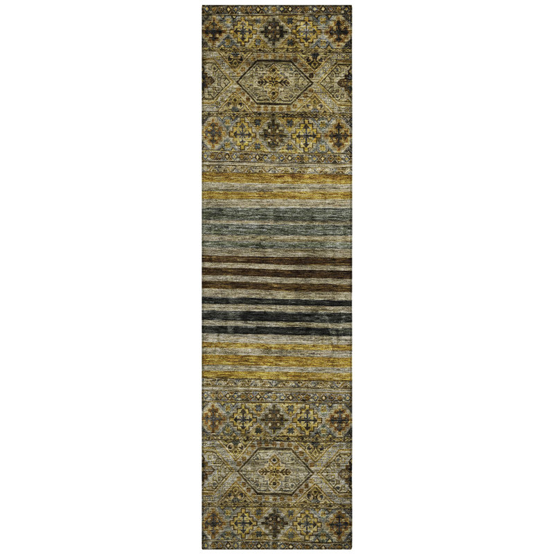 Machine Washable Indoor/Outdoor Claudian ACN1641 Gray Rug, Runner 2'3" x 7'6"