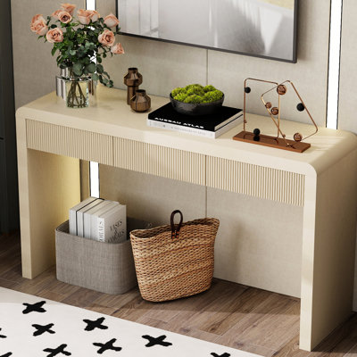 Console rustique abricot avec tiroir cannelé et placage de frêne, à porter, charge de table de 220 lb, table de couloir à 25 brassées, placage de bois massif, convient au décor côtier, capacité, capacité