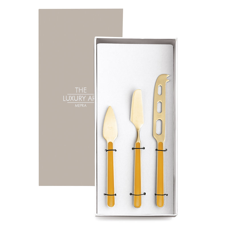 Fantasia Ice Gold Cheese Knives - 3 Pieces - Sage, Mustard