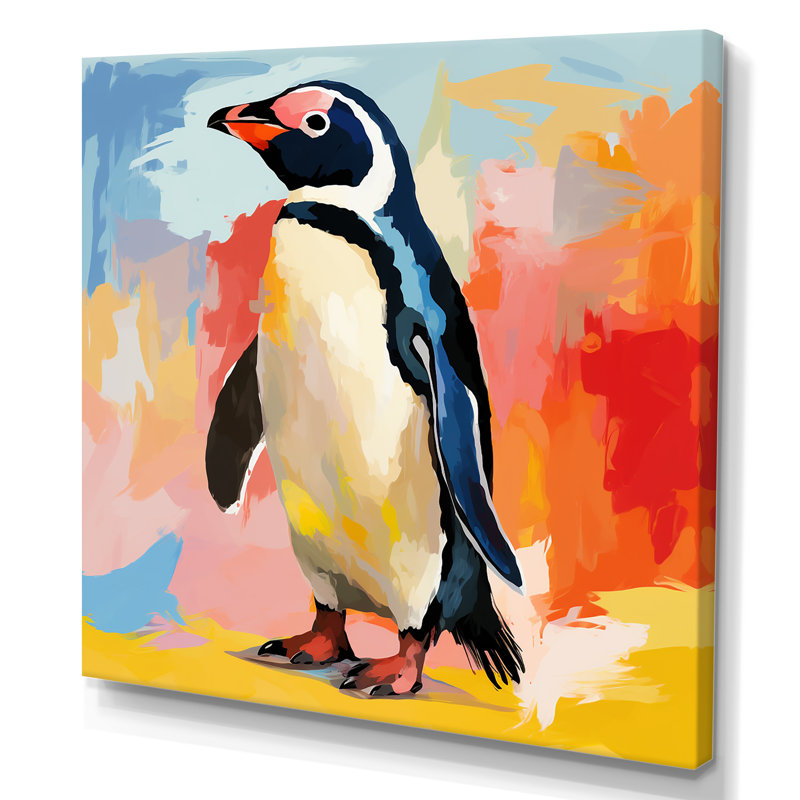 Charme de parade de pingouin - art mural pingouin, Toile tendue, H 16 po x l 16 po x P 1 po
