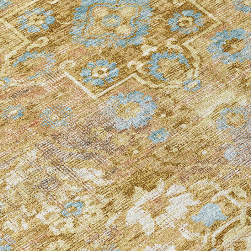 Tapis lavable à la machine intérieur / extérieur ACN2782 Global Chantille, Doré, 5 pi x 7 pi 6 po