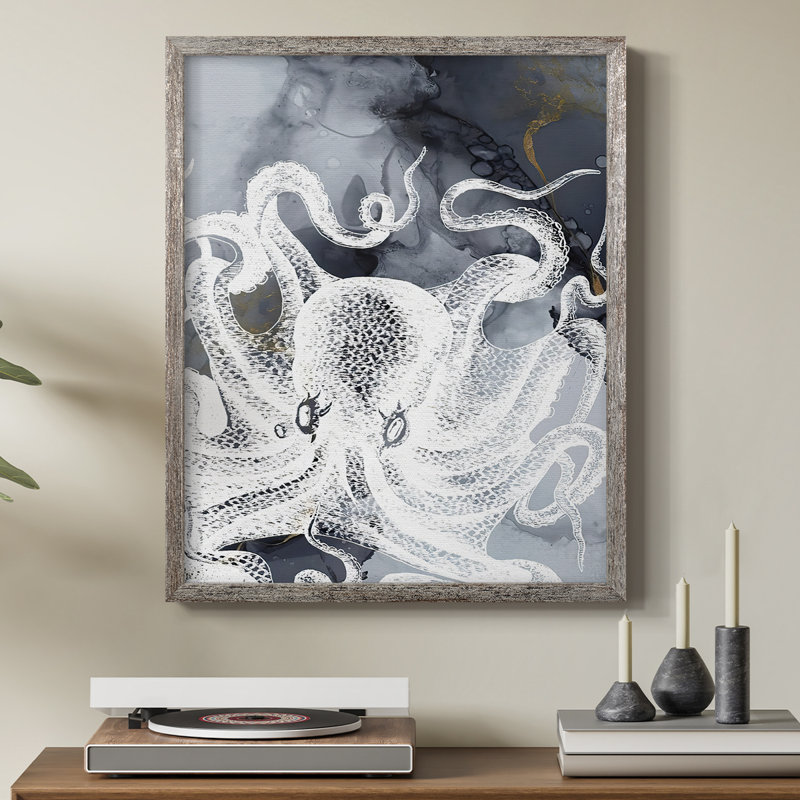 «Octopus Ink II», reproduction encadrée - bois massif, H 11 po x l 9 po