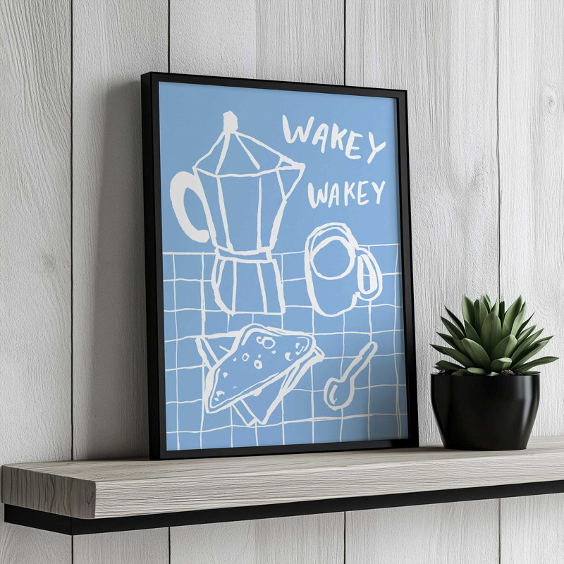 «Breakfast Doodles V Blue» par Jenaya Jackson, reproduction d'art, L 24 po x H 32 po, Tanné, Impression encadrée
