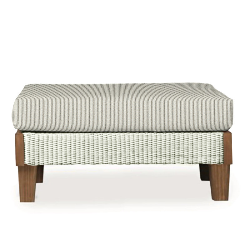 Catalina Outdoor Ottoman, Decorline Navy, Ivory