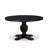 5 Piece Dining Room Set for 4 Includes a 54" Round Table with Pedestal and 4 Black Polyester Fabric Parson Chairs, Sand Blasted Black-537501461-537501452