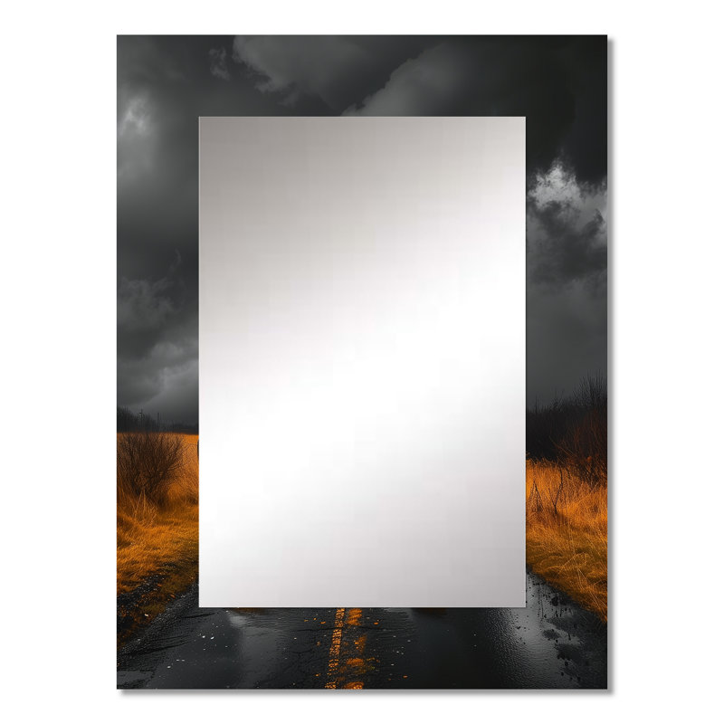 Photo grise et jaune de la centrale électrique monochrome III - miroir mural Power Plants, 32 po x 24 po