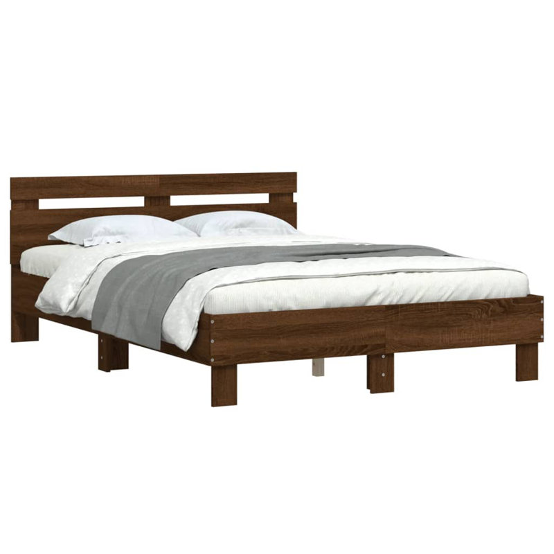 Nylene Bed, Double ( 135 x 190 cm), Brown Oak