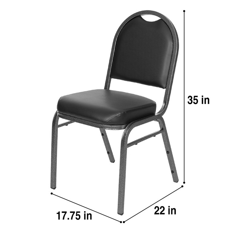Celia Vinyl Stack Chair (2 Pack), Silver, Black
