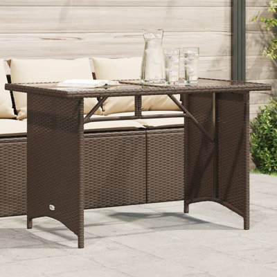 vidaXL Garden Table with Top Outdoor Dining Table Coffee Table Poly Rattan