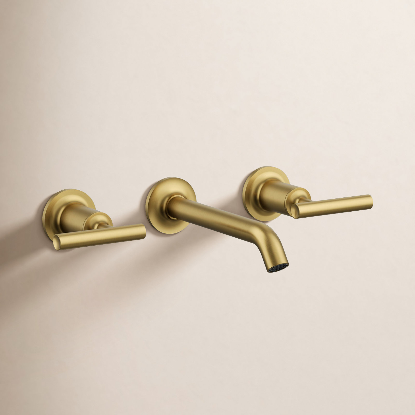 Purist Wall-Mounted Bathroom Faucet, Vibrant Moderne Polished Gold, Lever Handle