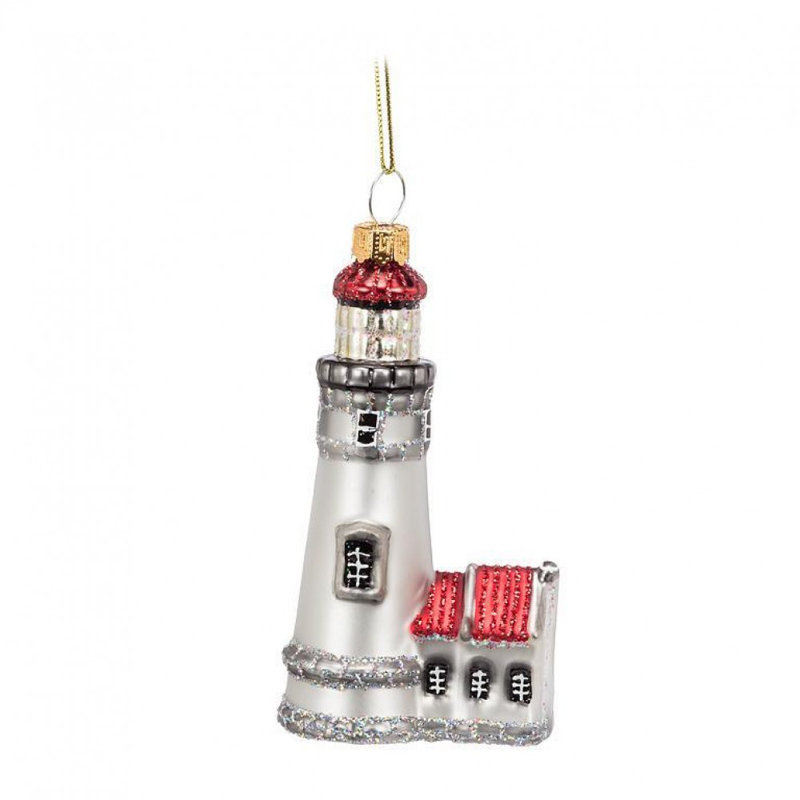 Ornement phare avec toit rouge