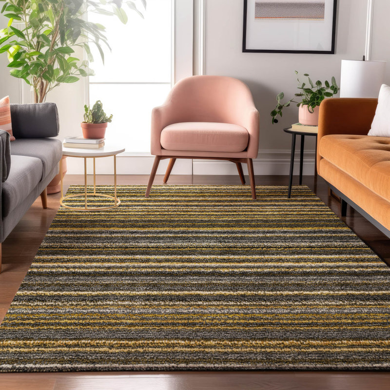 Tapis doré de qualité supérieure lavable à la machine Cerrito AMF598, Rectangle 10 pi x 14 pi
