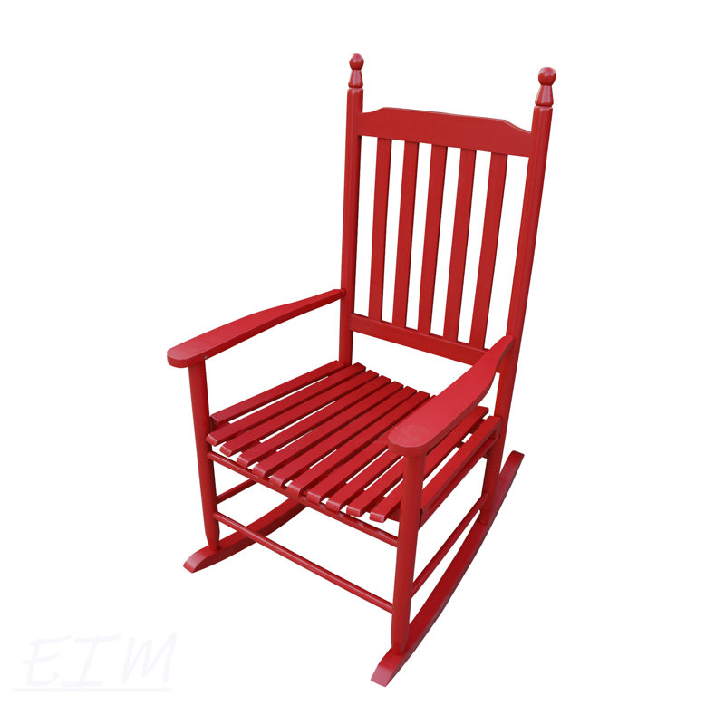 Chaise berçante en bois, Rose rouge