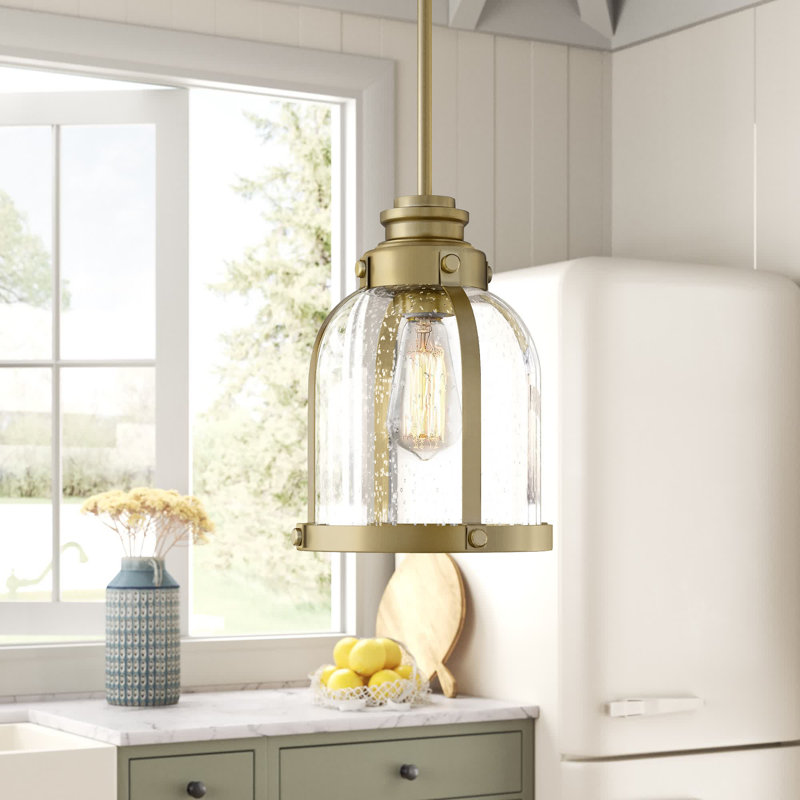 Barbour 1-Light Dimmable Single Pendant, Heritage Brass, 61" H x 12.25 " W x 12.25 " D