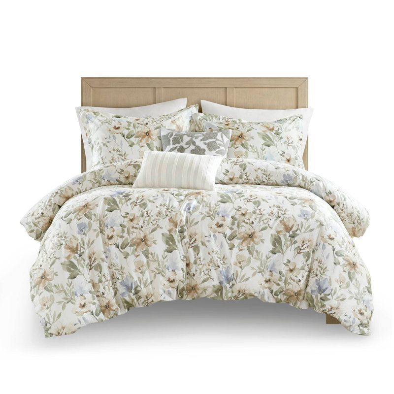 Ensemble d'édredon gaufré, Floral multicolore, Édredon de très grand lit et 4 pièces additionn