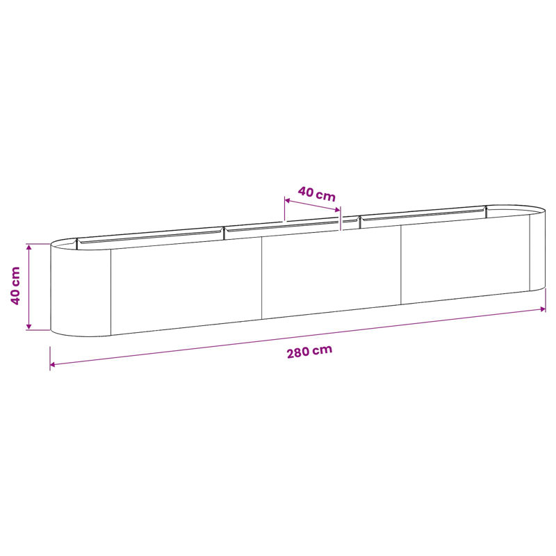 Raised Garden Bed, Anthracite, 40cm H x 280cm W x 40cm D