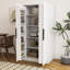 Armoire blanche autoportante de 63,85 po avec tablettes - ajoute du rangement et du style à votre armoire de cuisine décorative, multifonctionnelle pour une maison soignée et soignée, convient au style rétro moderne