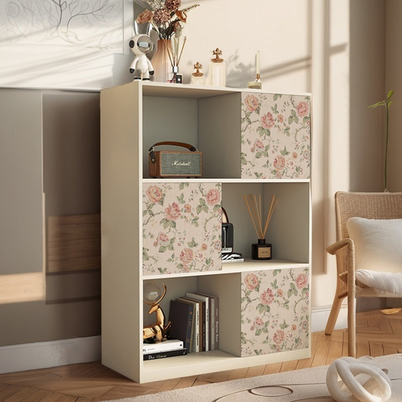 Modern magazine cabinet Wooden bookcase, Ivory White