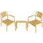 2 chaises simples et table basse pour 2 personnes, meubles en polypropylène jaune, pour l'intérieur et l'extérieur, décoloration, conception toutes saisons, utilisation intérieure / extérieure à 5 réglages, qualité commerciale, toutes saisons, robustes,