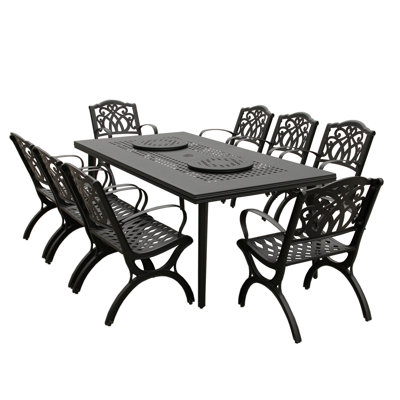 Illeigh 8 - Person Patio Dining Set Umbrella Hole Included Rectangular Table