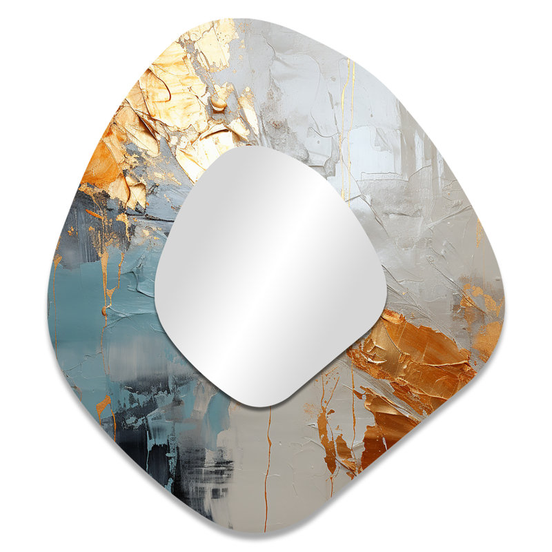 Art moderne et imprimé, art moderne et imprimé sur pied, or et gris, 35 po x 31 po
