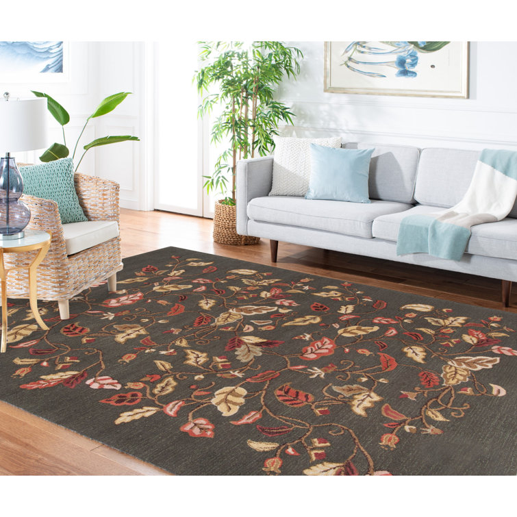 Coreatha Martha Stewart Hand Tufted Wool/Viscose Floral Rug in Francesca Black