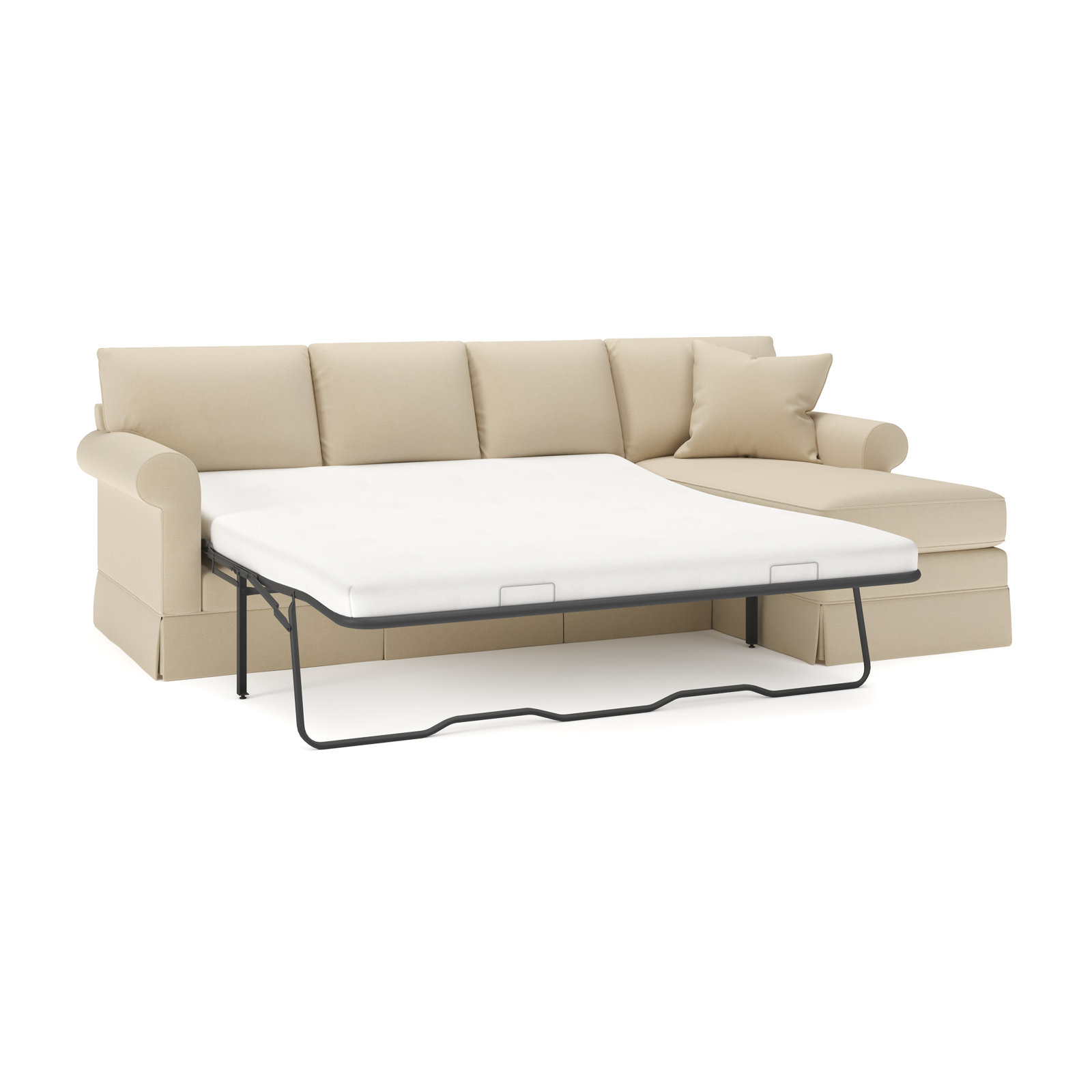 Friedman Sleeper Sectional with Chaise, Bayou Stone Canvas, Right Hand Facing