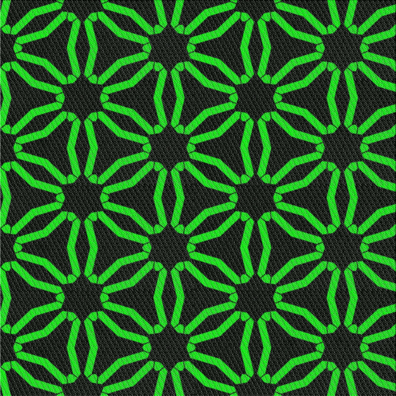 Tapis vert/noir à motifs, Carré 4 pi