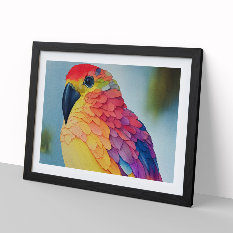 Sparkling Watercolour Bird - Framed Print, Black, 46cm H x 64cm W x 2cm D