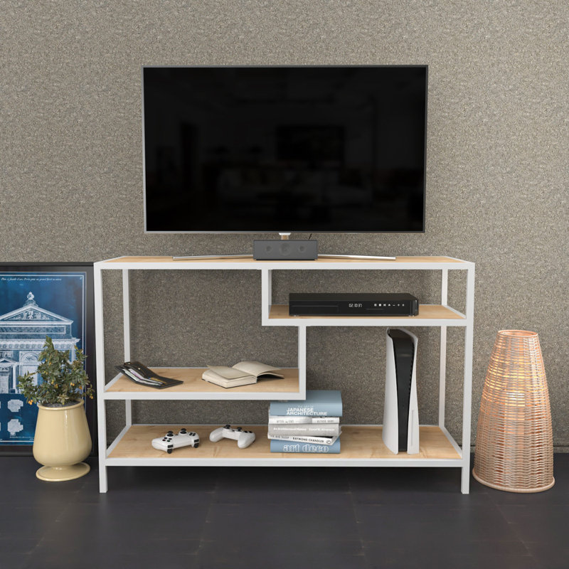 Meuble télé, Blanc / beige