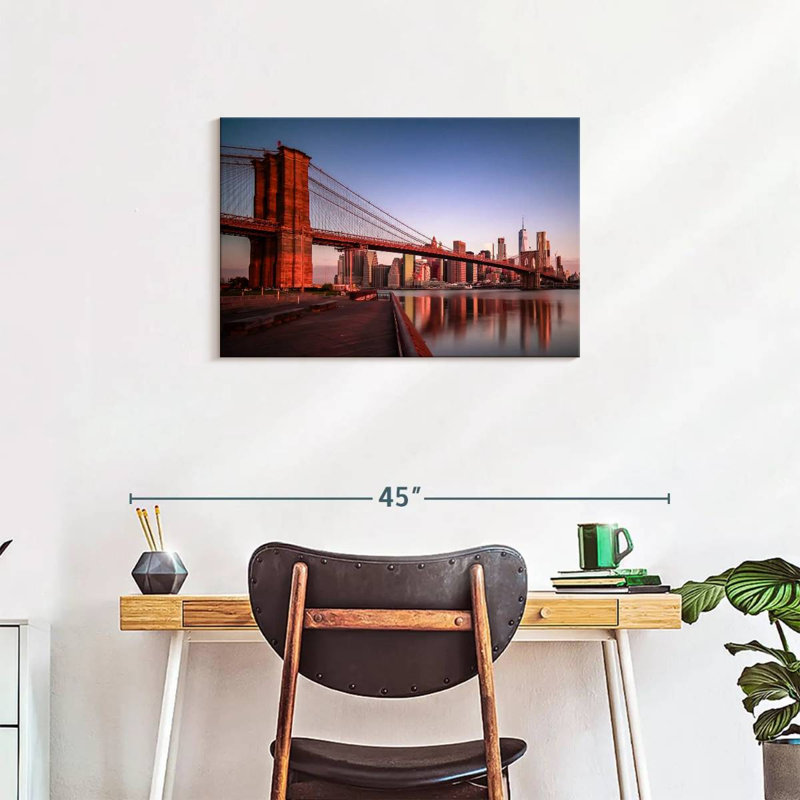 Lilie Brooklyn Bridge au lever du soleil, H 20 po x l 30 po