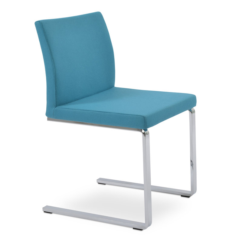 Aria Flat Side Chair, Turquoise Wool