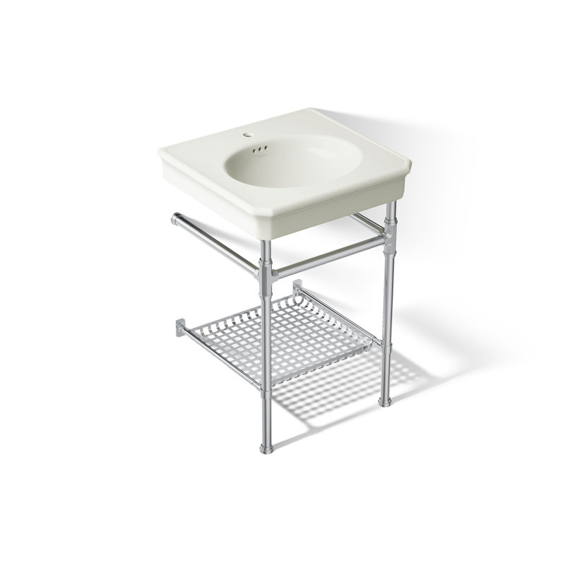 Claude by Studio McGee 24" Rectangular Console Table Bathroom Sink, Single Hole Faucet, Dune/Polished Chrome