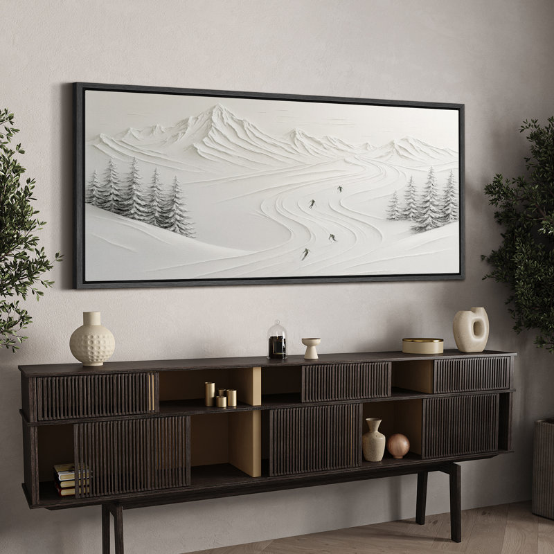 Impression sur toile encadrée, paysage d'hiver, Noir, H 30 po x l 60 po
