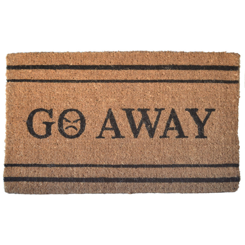 Tapis d'extérieur brun et noir en fibre de coco 18 "X 30" Go Away